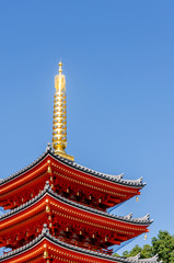 Fototapeta na wymiar The pagoda in Tocho-ji temple or Fukuoka Giant Buddha temple in Fukuoka, Japan