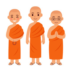Fototapeta premium Cute cartoon Buddhist monks