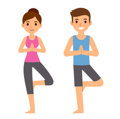 Cartoon yoga couple