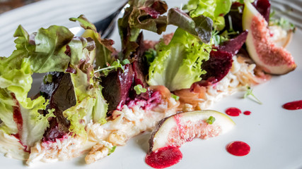 Figs and crab gourmet salad
