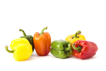 Colorful bell pepper vegetable on white background