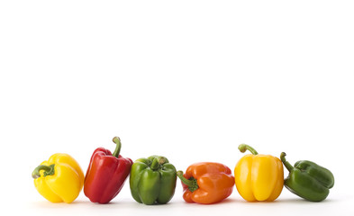 Colorful bell pepper vegetable on white background