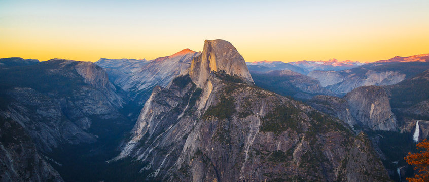 Panoramic View of Half Dome from Glacier Point in Yosemite National Park