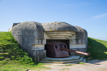 Remains of the German naval artillery battery at Longues Sur Mer in Normandy, located between the...