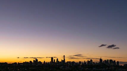 Dark Melbourne skyline with dusk negative space