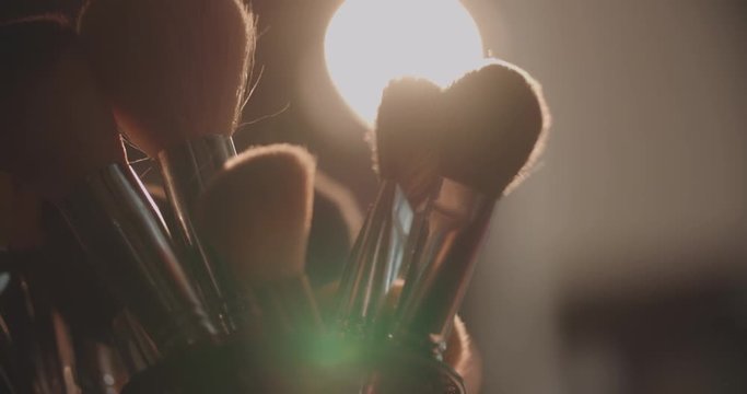 professional makeup brushes kit in containers 4k