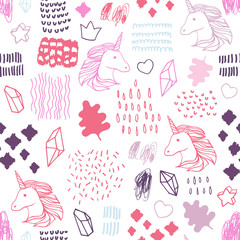 Seamless pattern with unicorns.