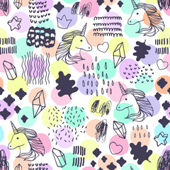 Seamless pattern with unicorns.