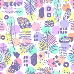 Seamless pattern with hand drawn branches. Eco background.