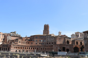 Fototapeta premium panoramic ancient roman city ruins in historic Rome Italy