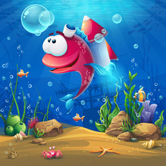 Undersea world with funny fish