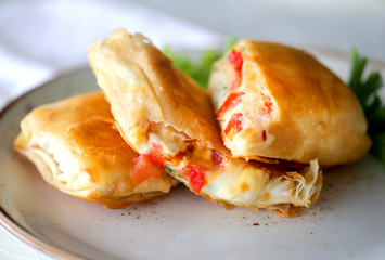 Photo of macro delicious rolls with vegetables