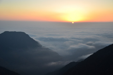 The sunrise to watch from the Northern Alps