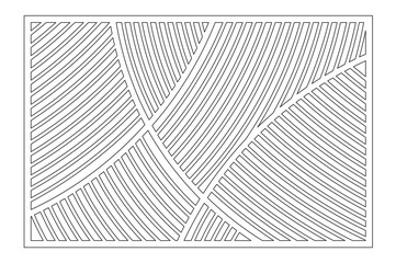 Decorative card for cutting. Geometric linear pattern. Laser cut panel. Ratio 2:3. Vector illustration.