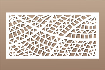 Decorative card for cutting. Geometric ethnic pattern. Laser cut panel. Ratio 1:2. Vector illustration.