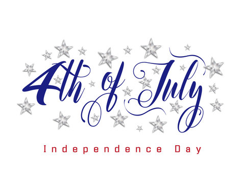 4th of July, american independence day celebration background with silver star. Vector illustration.
