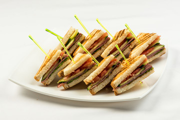 Grilled BLT Bacon, Lettuce and Tomato Sandwiches with Chicken and Avocado