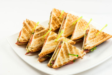 Grilled BLT Bacon, Lettuce and Tomato Sandwiches with Chicken and Avocado