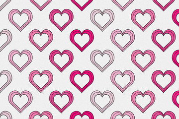 Heart pattern in red color tone with paper textured