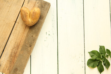 Kartoffeln Herz Herzkartoffeln Form Symbol Tisch Freiraum Hintergrund