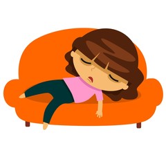 Девушка лежит на диване рисунок
