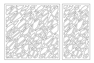 Set decorative panel laser cutting. wooden panel. Elegant modern geometric abstract pattern. Ratio 1:2, 1:1. Vector illustration.