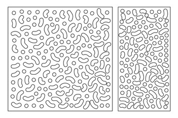 Set decorative card for cutting. Repeat points pattern. Laser cut panel. Ratio 1:1, 1:2. Vector illustration.