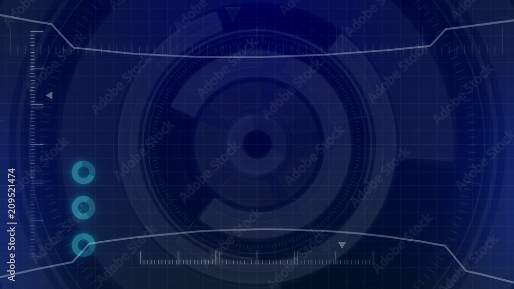 Poster Futuristic digital HUD Technology user interface, Radar screen with various technology elements business communication innovation concept