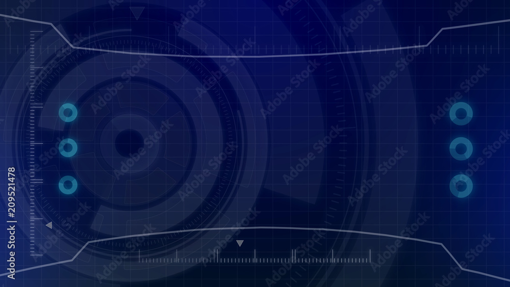 Aufkleber Futuristic digital HUD Technology user interface, Radar screen with various technology elements business communication innovation concept