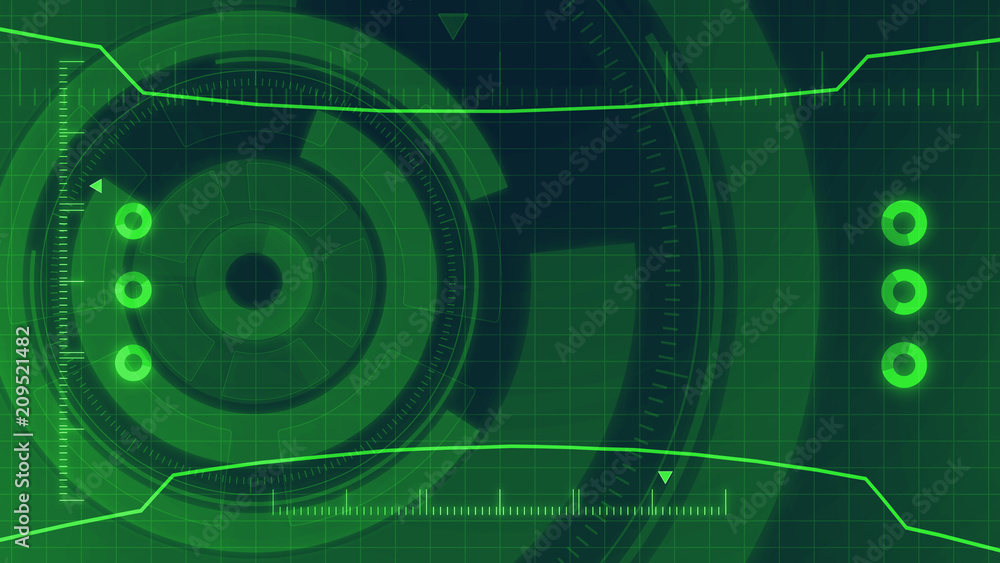 Poster Futuristic digital HUD Technology user interface, Radar screen with various technology elements business communication innovation concept