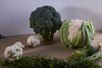 fresh natural vegetables cabbage broccoli green cauliflower salad summer vegetarian