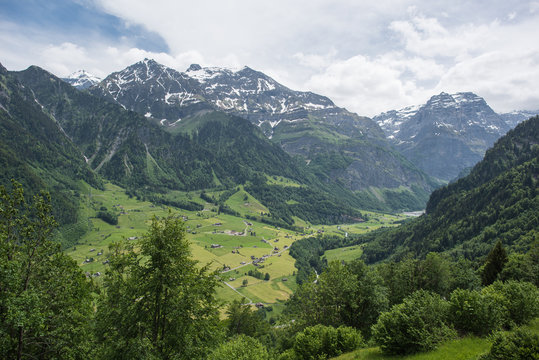 beautuful landscape in switzerland, linthal canton glarus