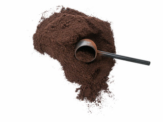 Overhead pile of coffee with scoop