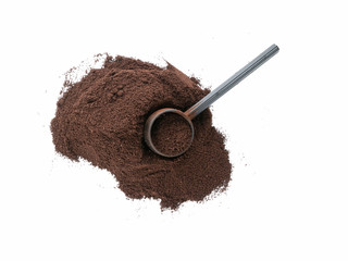 Overhead pile of coffee with scoop