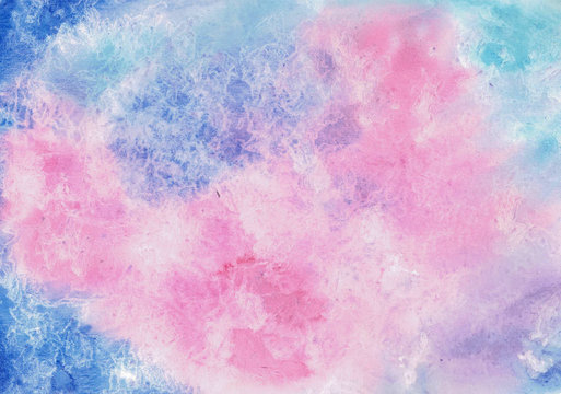 Fashion watercolor background for design in blue and pink colors.