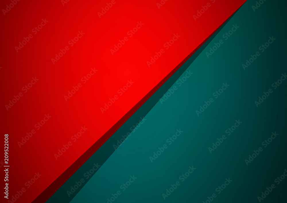 Poster abstract red and green overlap vector background
