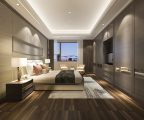 Fototapeta premium 3d rendering luxury modern bedroom suite in hotel