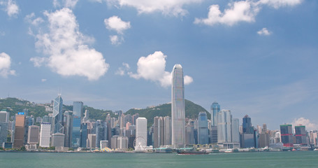 Hong Kong urban city skyline in sunny day