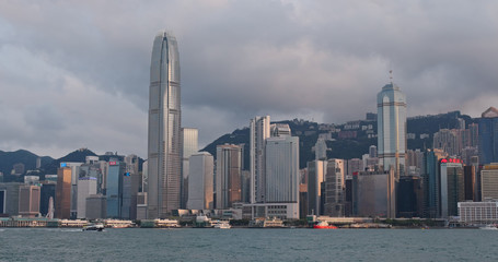 Fototapeta na wymiar Hong Kong urban city skyline in sunny day