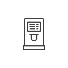 Airport check in terminal outline icon. linear style sign for mobile concept and web design. Self service machine simple line vector icon. Symbol, logo illustration. Pixel perfect vector graphics
