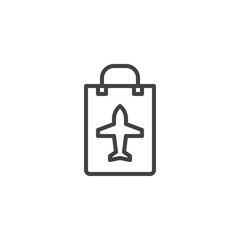 Obraz premium Duty free bag outline icon. linear style sign for mobile concept and web design. Duty free shopping bag simple line vector icon. Symbol, logo illustration. Pixel perfect vector graphics