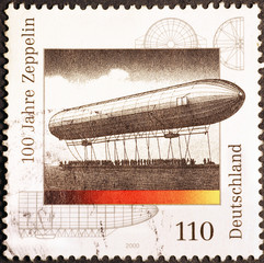 Centenary of Zeppelin airship on german postage stamp