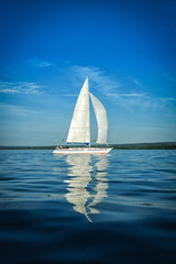 Fototapeta premium Vertical view on Swedish sailboat