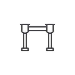 Airport barrier tape outline icon. linear style sign for mobile concept and web design. check-in area simple line vector icon. Symbol, logo illustration. Pixel perfect vector graphics