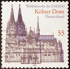 Cologne cathedral on german postage stamp