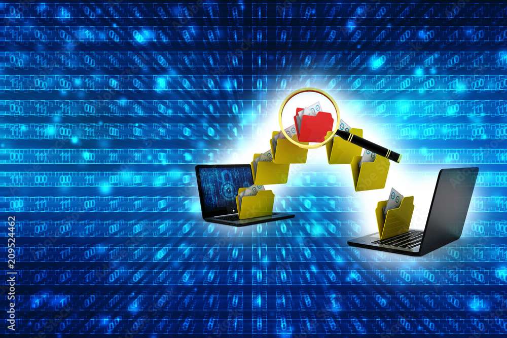 Poster 3d file sharing concept, computer network