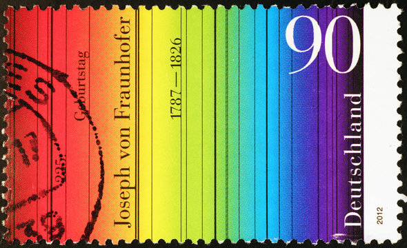 Tribute to Joseph von Fraunhofer on german stamp