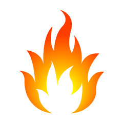Orange fire flame icon. Vector illustration.