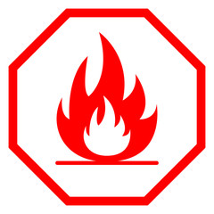 FIRE HAZARD sign. Octagon. Vector.