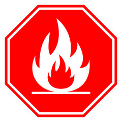 FLAMMABLE SIGN. Octagon. Vector.